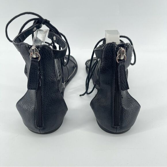 Route 66 Women’s Black Faux Leather Strappy Lace Up Gladiator Sandals Size 8 - Picture 5 of 12